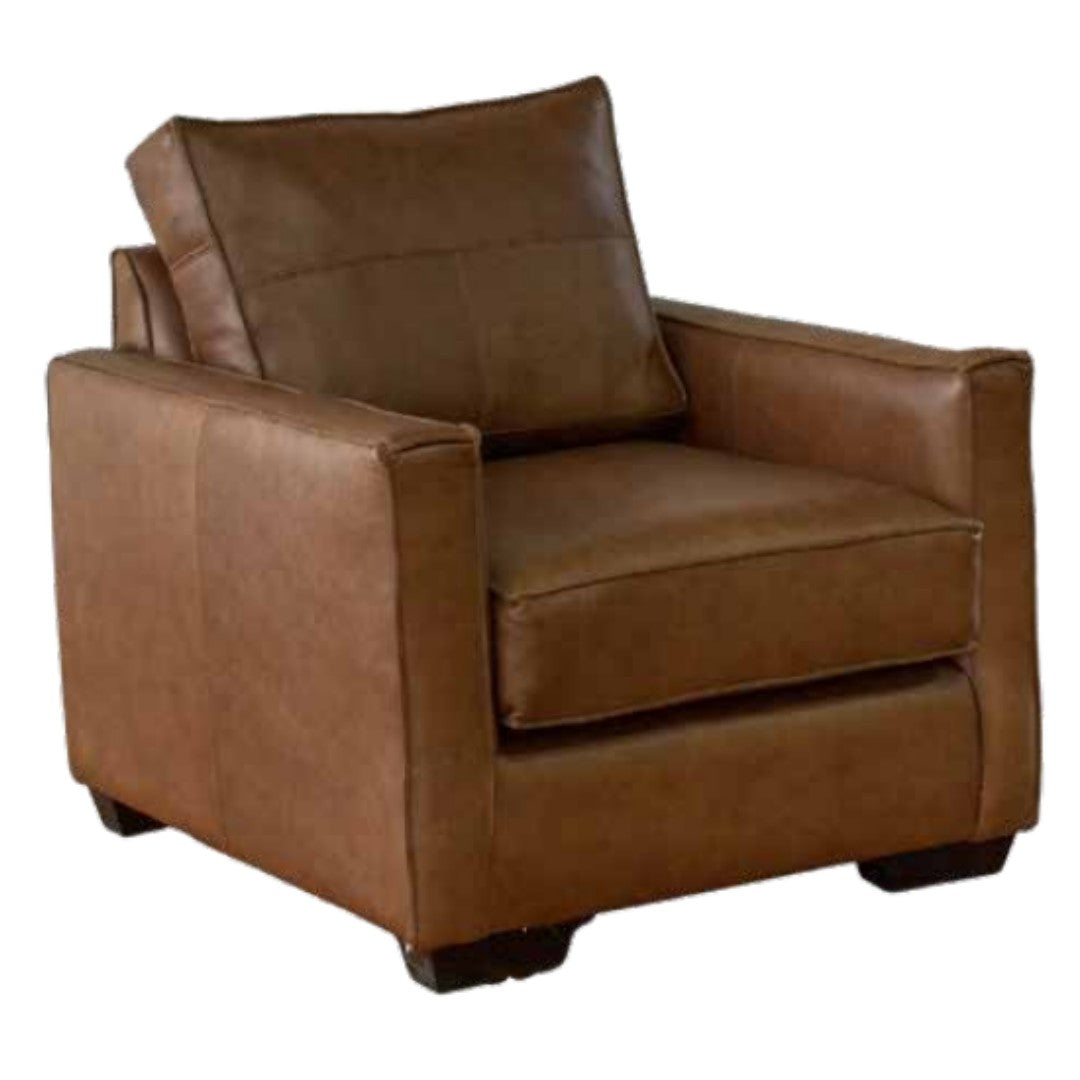 Soho 1 Seater Leather Armchair Sofa in 3-Quarter view