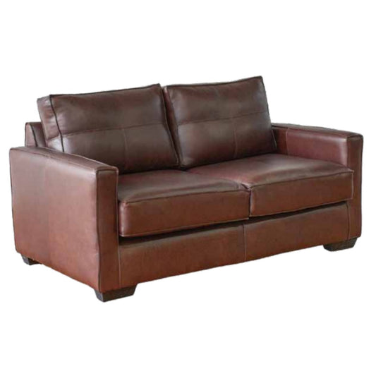 Soho 2 Seater Leather Sofa Brown in 3-Quarter view