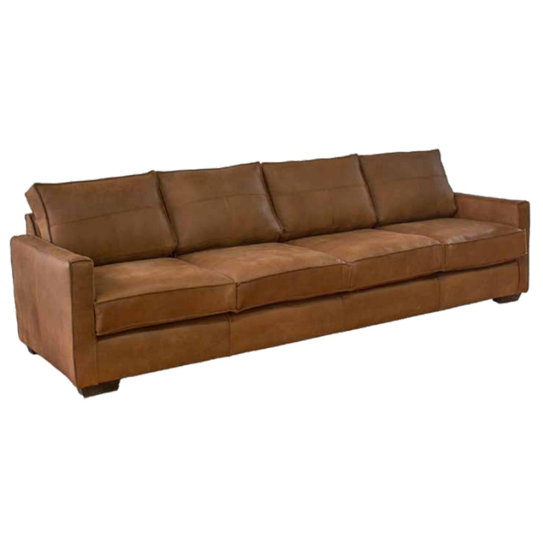 Soho 5 Seater Leather Sofa Brown in 3-Quarter view