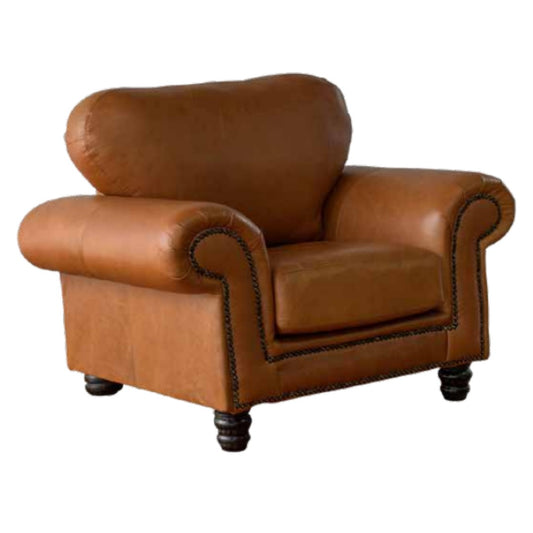 Springbok 1 Seater Leather Armchair Sofa Brown in 3-Quarter view