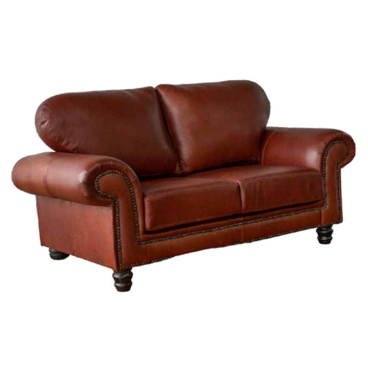 Springbok 2 Seater Leather Sofa Brown 3 Quarter View