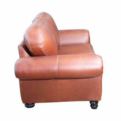 Springbok 2 Seater Leather Sofa Brown side view