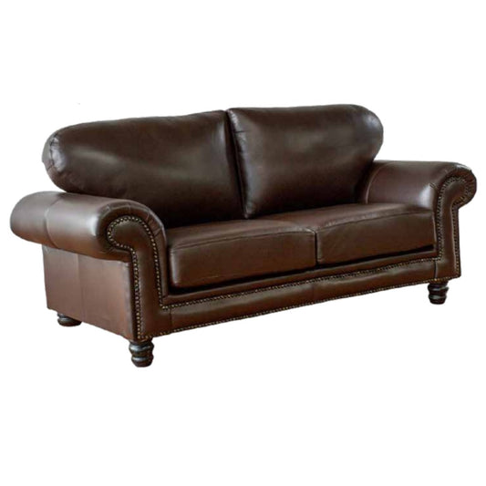 Springbok 3 Seater Leather Sofa Brown in 3-Quarter view