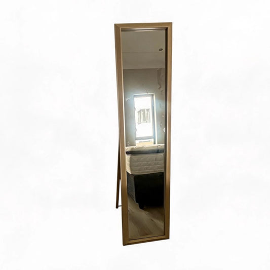 A standing mirror on a white background