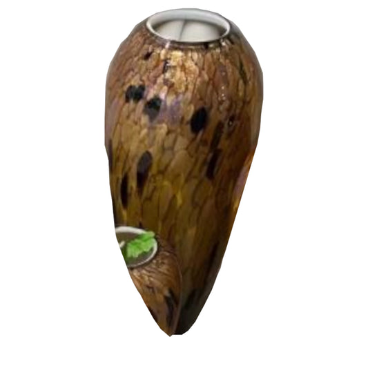 An Extra Large Glass Vase in a Copper and Black colour scheme on a white background.