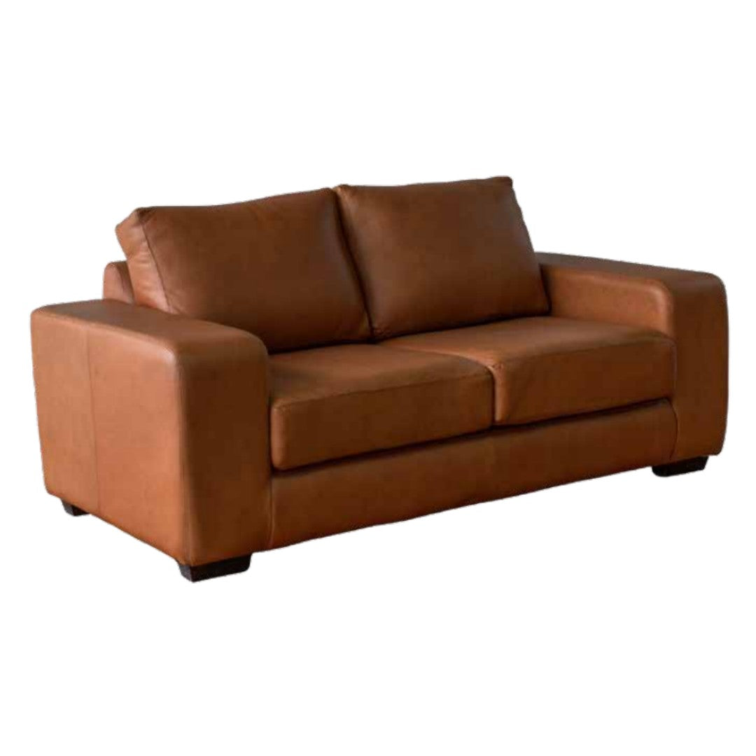 Zimbali 2  Leather Sofa Brown in 3-Quarter vieweater