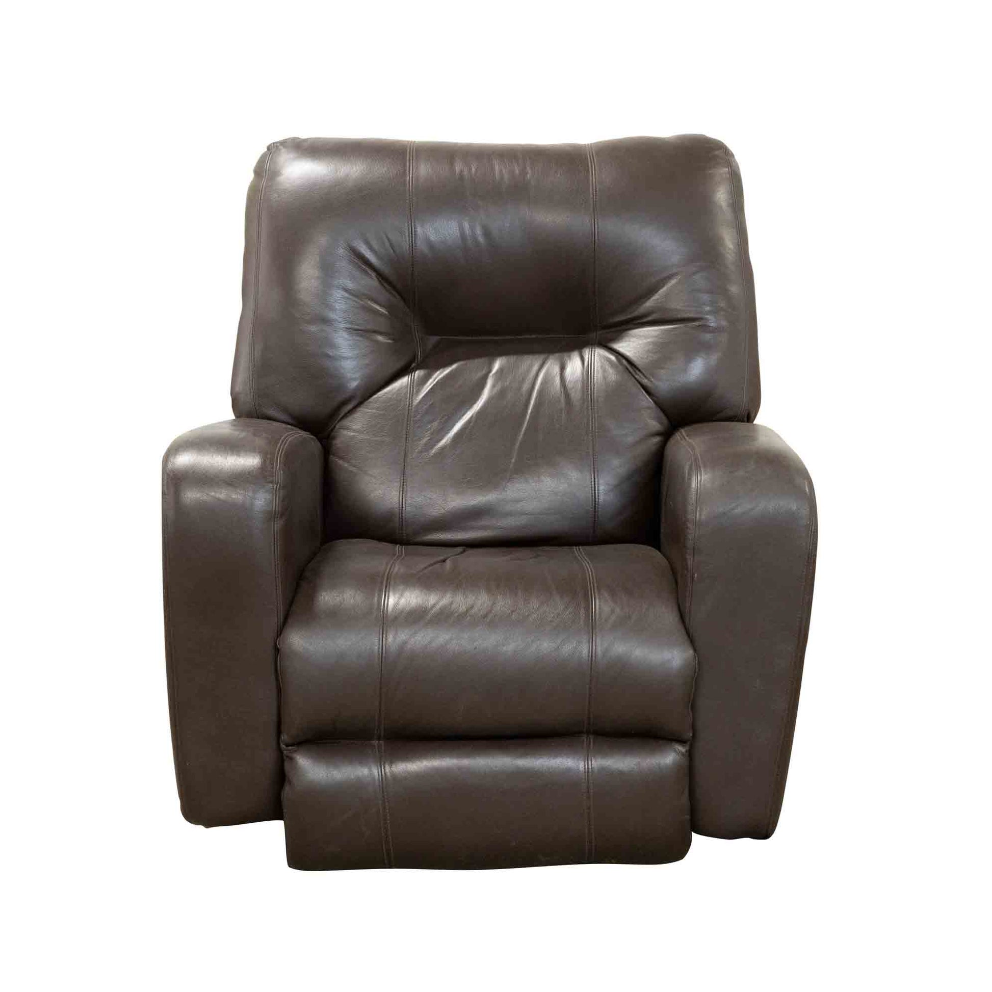 Zonke Leather Recliner Dark Brown in closed position front view