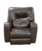 Zonke Leather Recliner Dark Brown in closed position front view