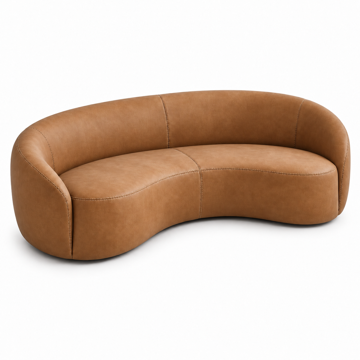 Acon two-division curved sofa in tan leather