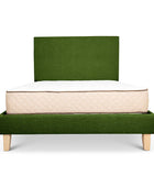 Avocado linen Alexis bed and plain headboard combo
