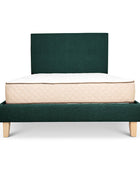 Jungle green linen Alexis bed and plain headboard combo