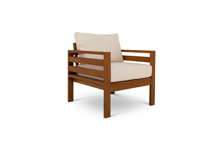 Classic Single Seater Pine Patio Couch (Bull Denim Cushions)