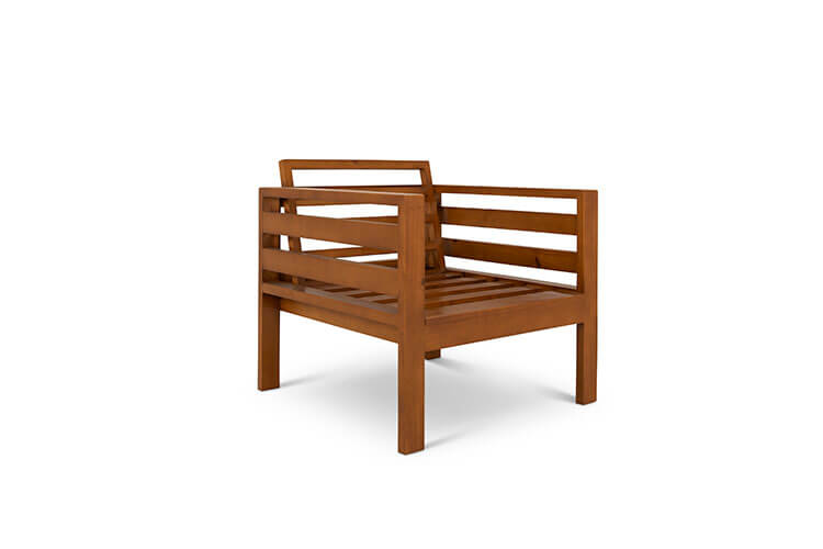 Classic Single Seater Pine Patio Couch (Bull Denim Cushions)