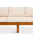 Classic patio three seater couch mahogany front view