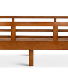 Classic patio three seater mahogany frame back view