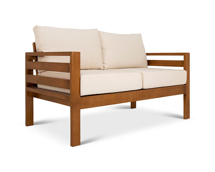 Classic patio two seater couch angled view