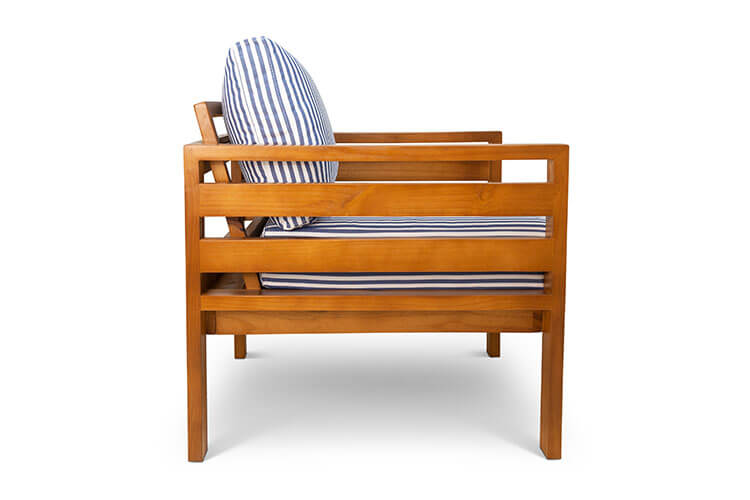 Classic Single Seater Pine Patio Couch (Outdoor Canvas Cushions)