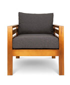 Pine patio armchair with charcoal canvas cushions