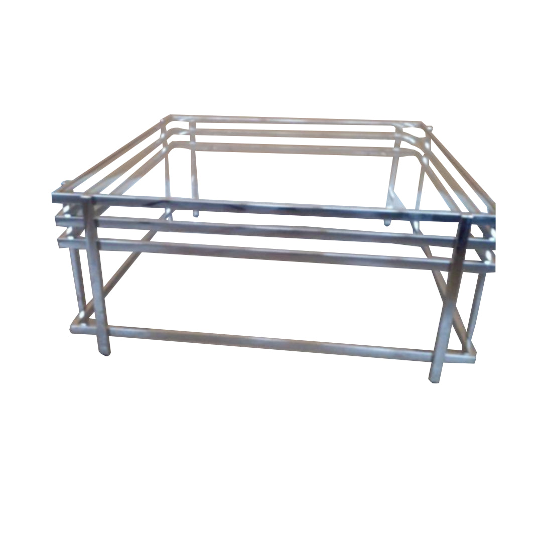 Stainless Steel Coffee Table with Glass Top