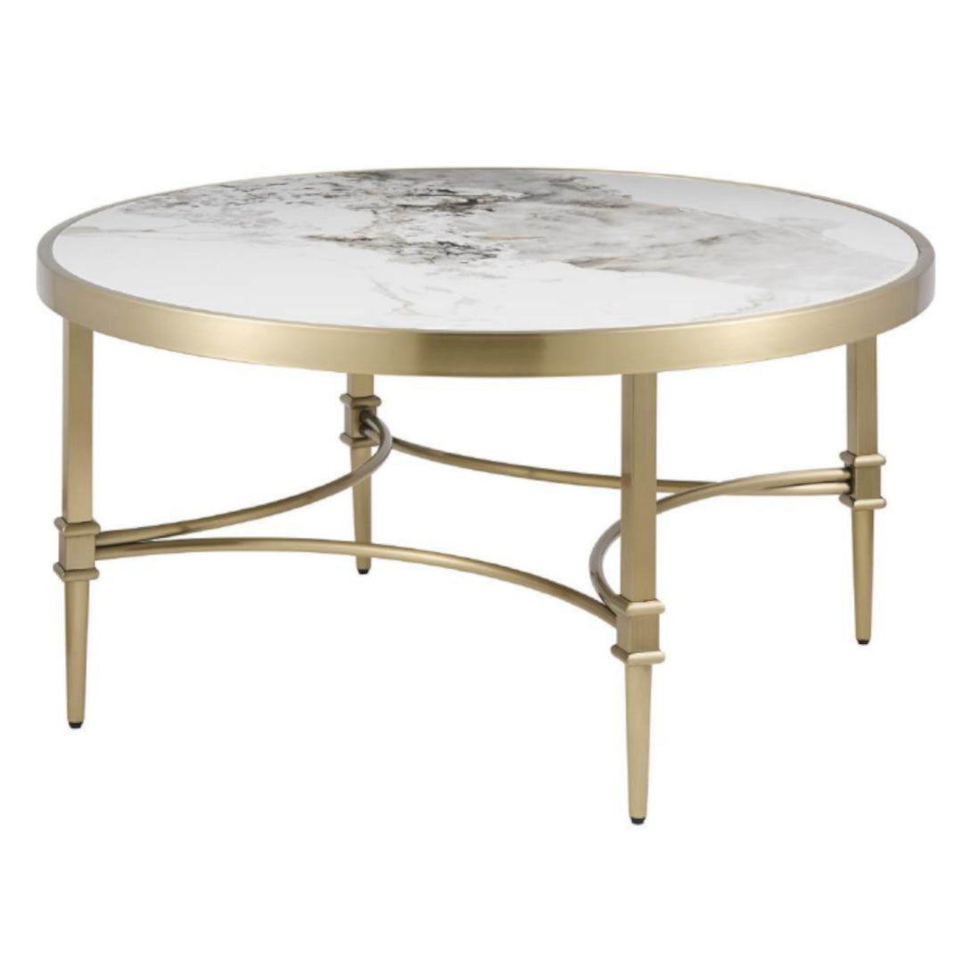 Brushed Champagne Gold Side Table and Coffee Table Combo