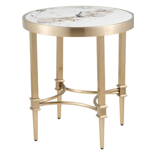 Brushed Champagne Gold Side Table and Coffee Table Combo