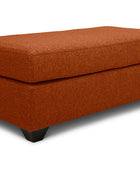 Small Euro ottoman in baked clay linen angled view