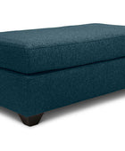 Small Euro ottoman in midnight blue linen angled view