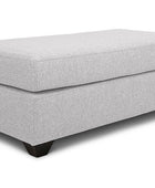 Small Euro ottoman in cream linen angled view