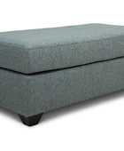 Small Euro ottoman in storm linen angled view