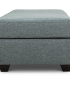 Small Euro ottoman in storm linen front view
