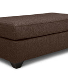 Small Euro ottoman in teak linen angled view
