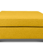 Large Euro ottoman in yellow linen side view