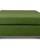 Large Euro ottoman in avocado green linen side view