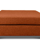 Large Euro ottoman in rust linen side view