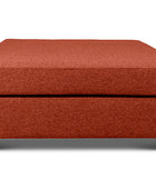 Large Euro ottoman in ginger linen side view