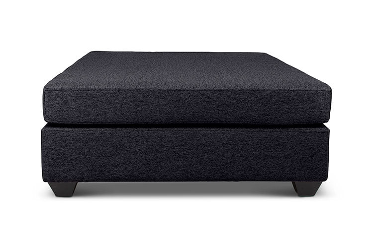 Large Euro ottoman in charcoal linen side view