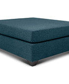 Large Euro ottoman in midnight blue linen angled view
