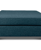 Large Euro ottoman in midnight blue linen side view