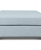 Large Euro ottoman in pale blue linen side view