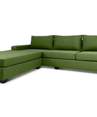 Euro four seater  L shape couch in avocado green linen angled view