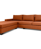 Euro four seater  L shape couch in baked clay linen angled view