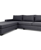 Euro four seater  L shape couch in charcoal linen angled view