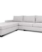 Euro four seater  L shape couch in white linen angled view