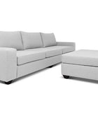 Euro four seater  L shape couch in white linen angled view