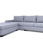 Euro four seater  L shape couch in grey linen angled view