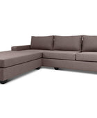 Euro four seater  L shape couch in brown linen angled view