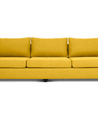 Euro four seater couch in yellow linen front view