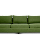 Euro four seater couch in avocado green linen front view