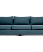 Euro four seater couch in midnight blue linen front view