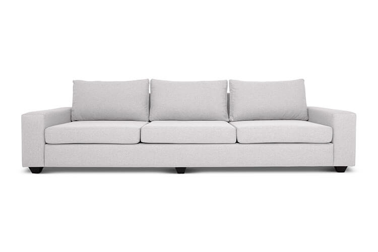 Euro four seater couch in white linen front view